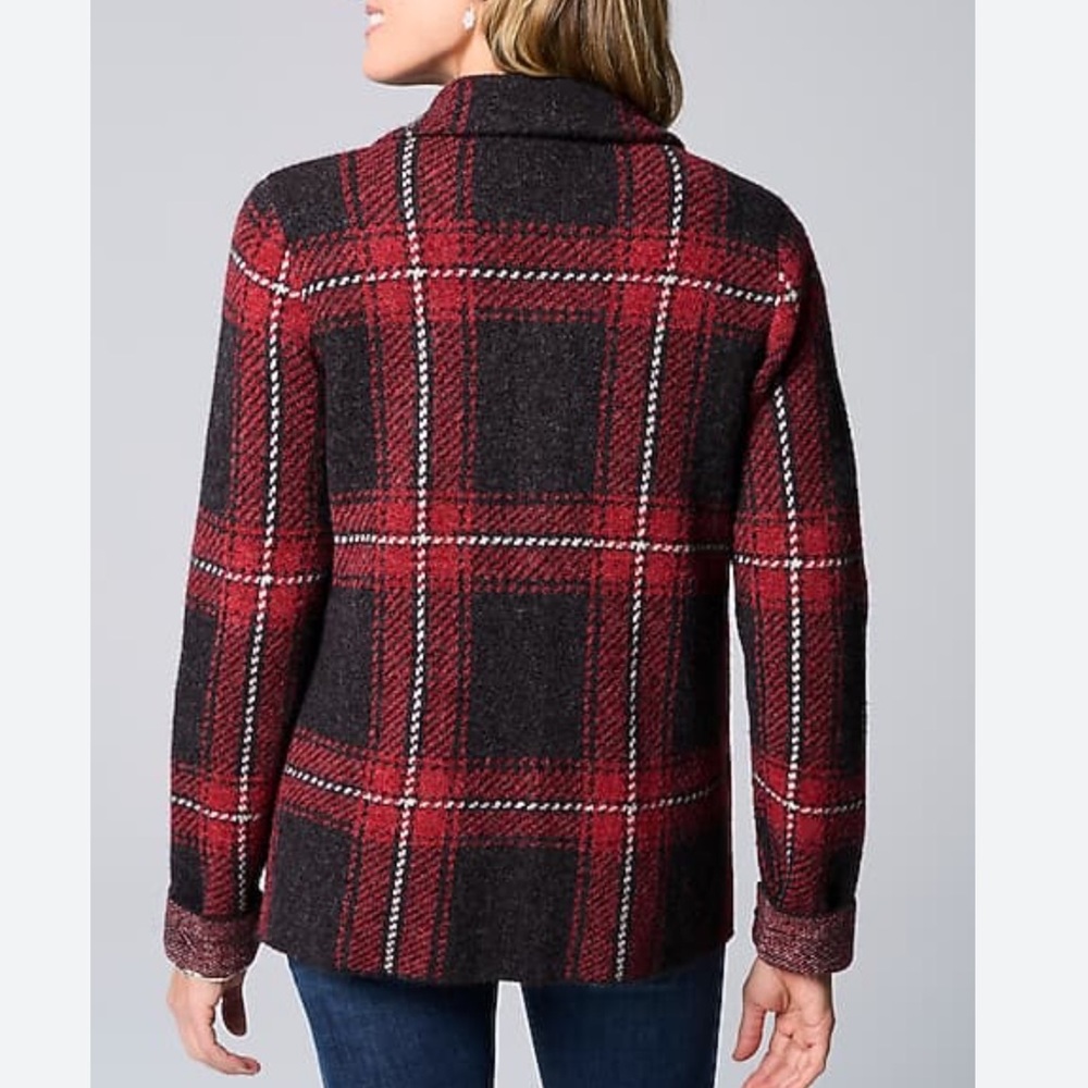 ☀️ New! J. JILL Plaid Sweater Cardigan Jacket - Picture 2 of 12